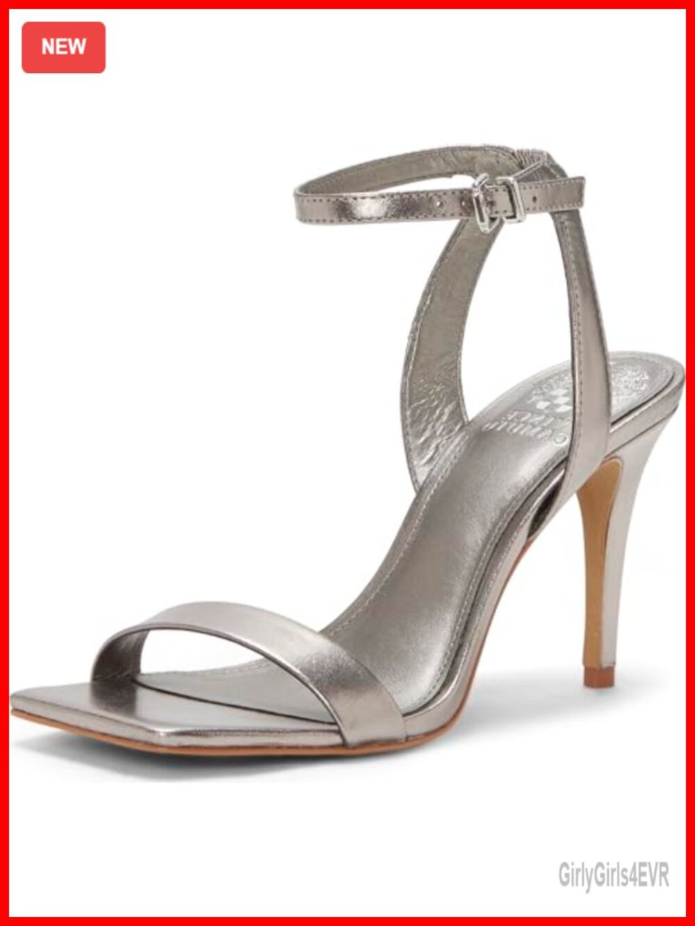 Women's Leather High Heel Sandals 4 Inch Stiletto Square Toe Ankle Strap